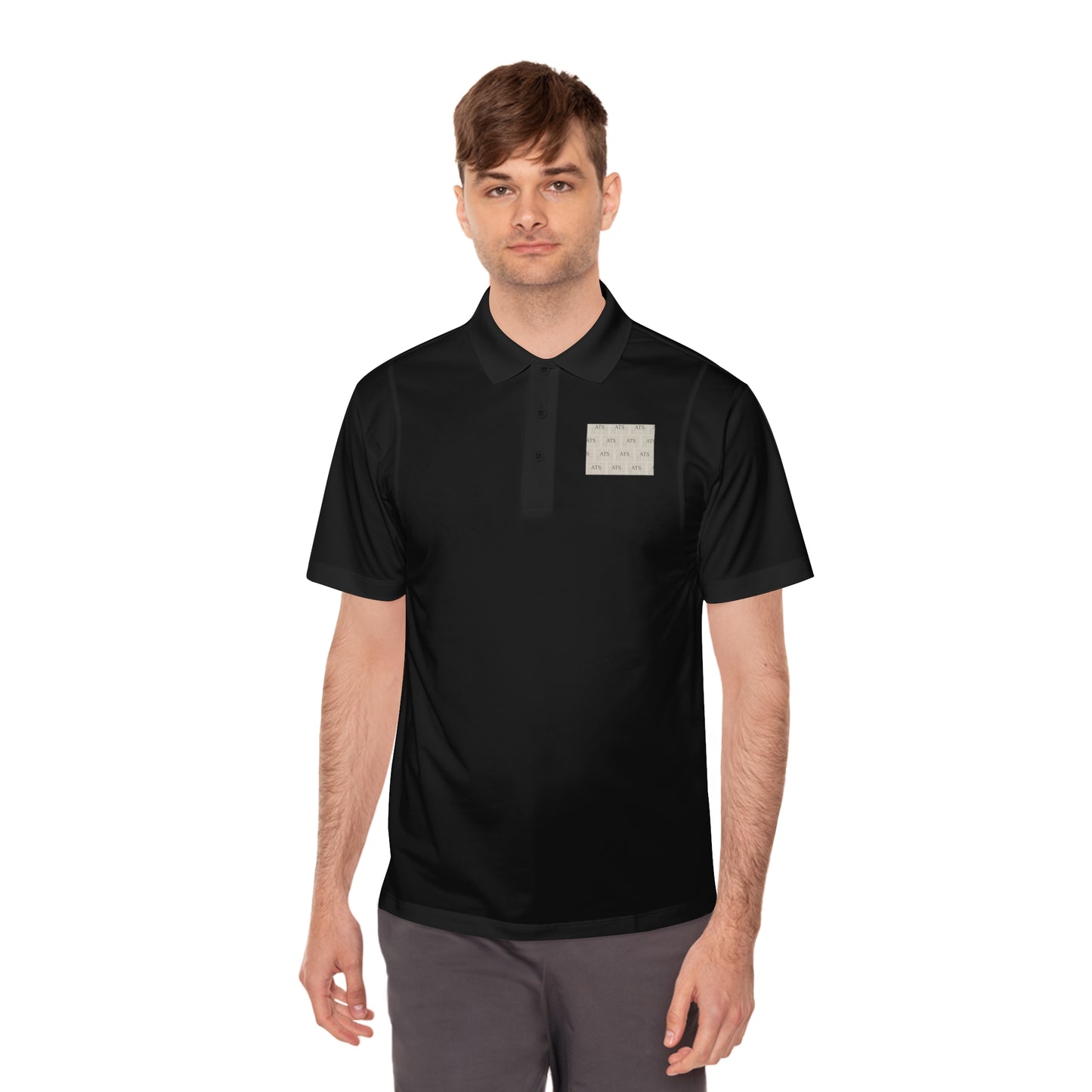 Sport Polo Shirt — Minimalist Beige Logo Chest Patch