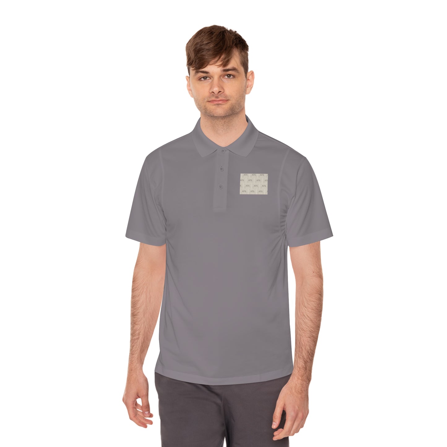 Sport Polo Shirt — Minimalist Beige Logo Chest Patch