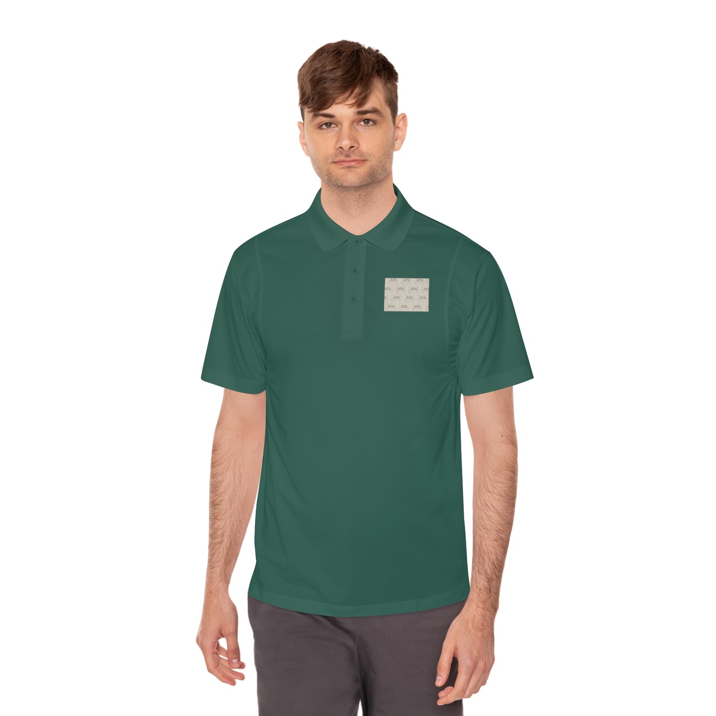 Sport Polo Shirt — Minimalist Beige Logo Chest Patch